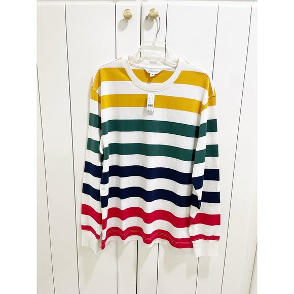 J.Crew Rugby Crewneck shirt in stripe Multi Men’s Medium NWT - Picture 1 of 8